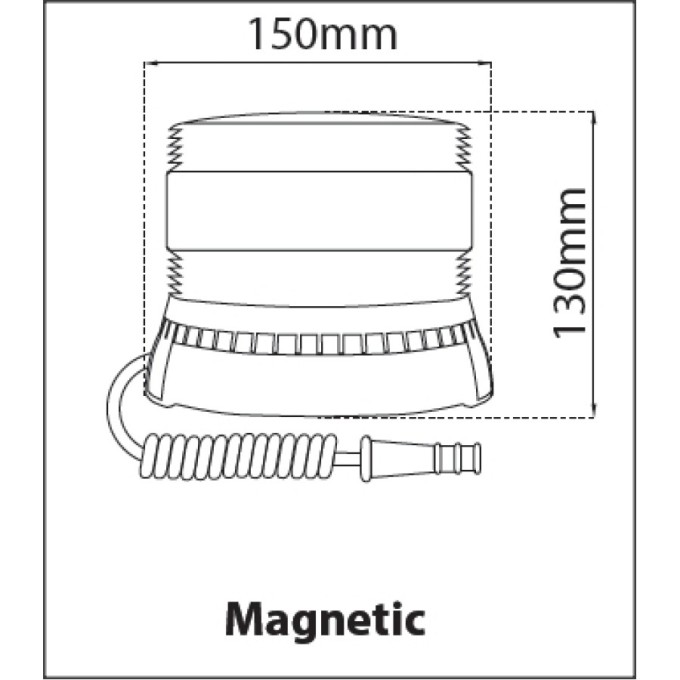 Girofar LED Galben cu lentile exterioare Fresnel si prindere magnetica